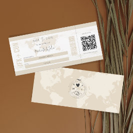 Moderne Boarding Pass Zielort Save the Date Einladung