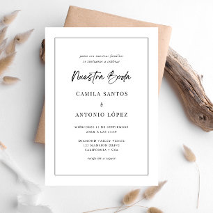 Moderne Boda Minimalistische Spanische Hochzeit Einladung