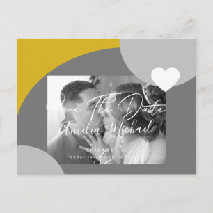 Moderne Bogen-Foto Gelb Grau Save-the-Date-Karte Postkarte