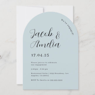 Moderne Bogen Hochzeit Dusty Blue Verlobungsfeier Einladung