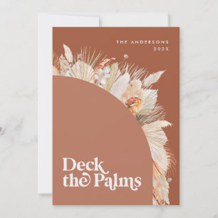 Moderne, bohemian getrocknete botanische Palmweihn Feiertagskarte