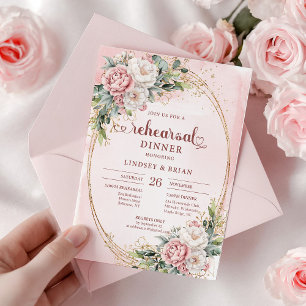 Moderne Bohemian-Hochzeitskarten mit hellrosa Blum Einladung