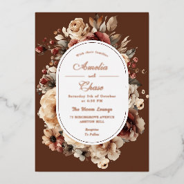 Moderne Bohemische Blumen-Rahmen-GoldWedding Folieneinladung