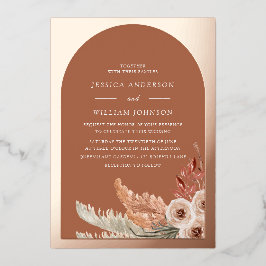 Moderne Bohemische Blumenhochzeit Rose Gold Folieneinladung