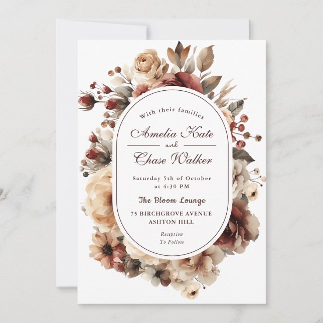 Moderne Bohemische Blumenzarge Einladung (Vorderseite)