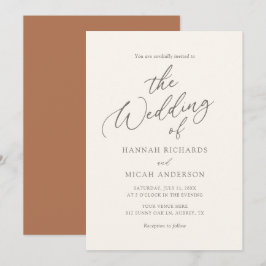 Moderne Bohemische Burnt Orange Hochzeitseinladung Einladung