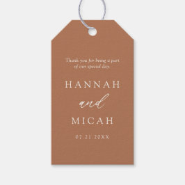 Moderne Bohemische Burnt Orange Hochzeitsmarken Geschenkanhänger