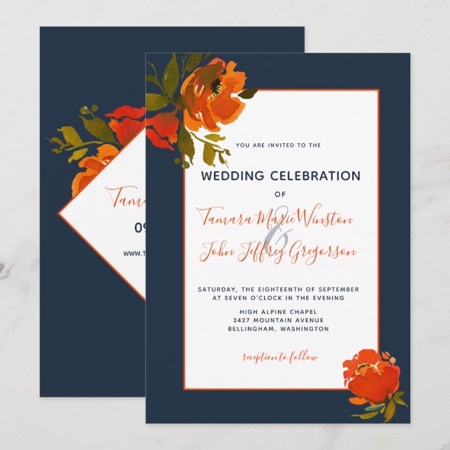 Moderne Bohemische Hochzeit/Veranstaltung der Oran Einladung (Vorne/Hinten)