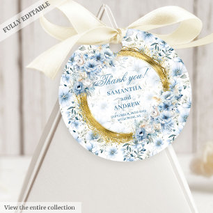 Moderne Bohemische Pastel Blue Gold Hochzeitstags Geschenkanhänger