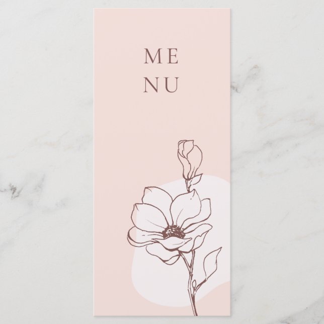 Moderne Bohemische Rose Hochzeitskarte Menükarte (Vorderseite)