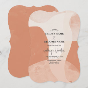 Moderne Bohemische Terracotta Abstrakte Hochzeit Einladung