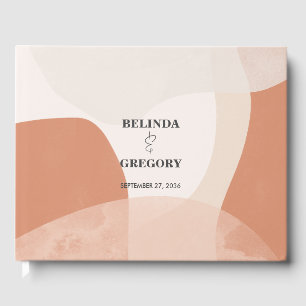 Moderne Bohemische Terracotta Abstrakte Hochzeit Gästebuch
