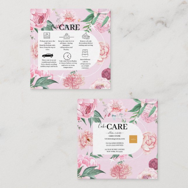Moderne Bohemische Wasserfarben Florals Quadratische Visitenkarte (Vorne/Hinten)