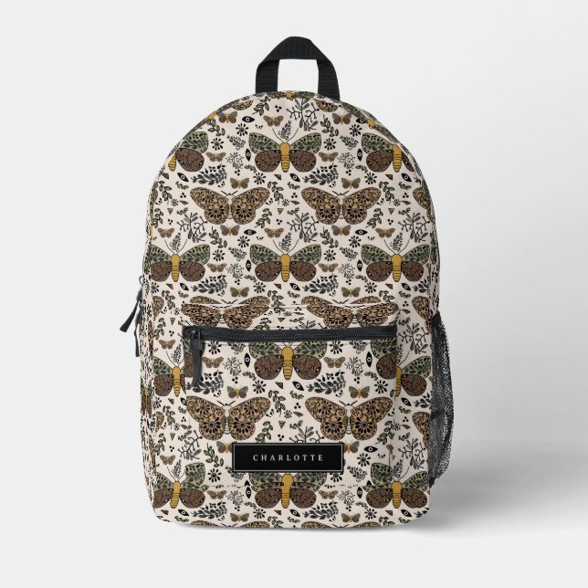 Moderne Bohemische Wildblumen Abstraktes Muster Bedruckter Rucksack (Vorderseite)