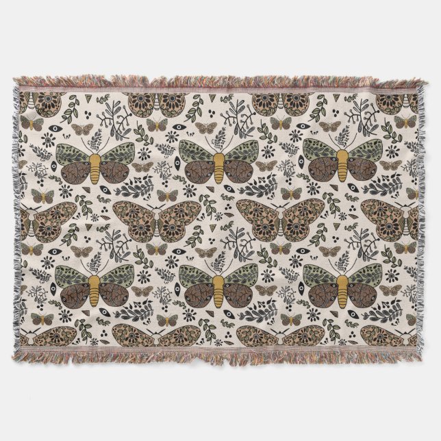 Moderne Bohemische Wildblumen Abstraktes Muster Decke (Vorderseite)