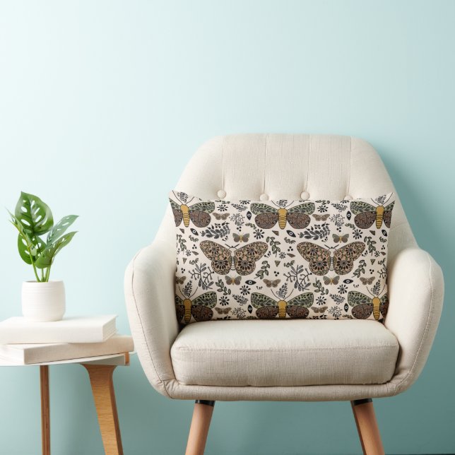 Moderne Bohemische Wildblumen Abstraktes Muster Lendenkissen (Stuhl )