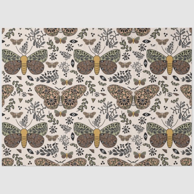 Moderne Bohemische Wildblumen Abstraktes Muster Seidenpapier (Vorderseite)