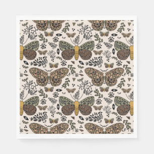 Moderne Bohemische Wildblumen Abstraktes Muster Serviette