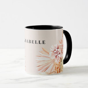 Moderne böhmische Aquarellblütenpastellbraun orang Tasse
