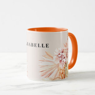 Moderne böhmische Aquarellblütenpastellorange Tasse