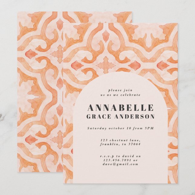 Moderne böhmische Aquarellkachel (Vorne/Hinten)