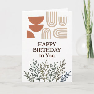 Moderne Boho-Abstrakt-Terrakotta-Happy-Birthday-Ka Karte