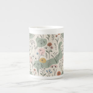 Moderne Boho-Abstrakt-Wildblumen-Tasse Prozellantasse
