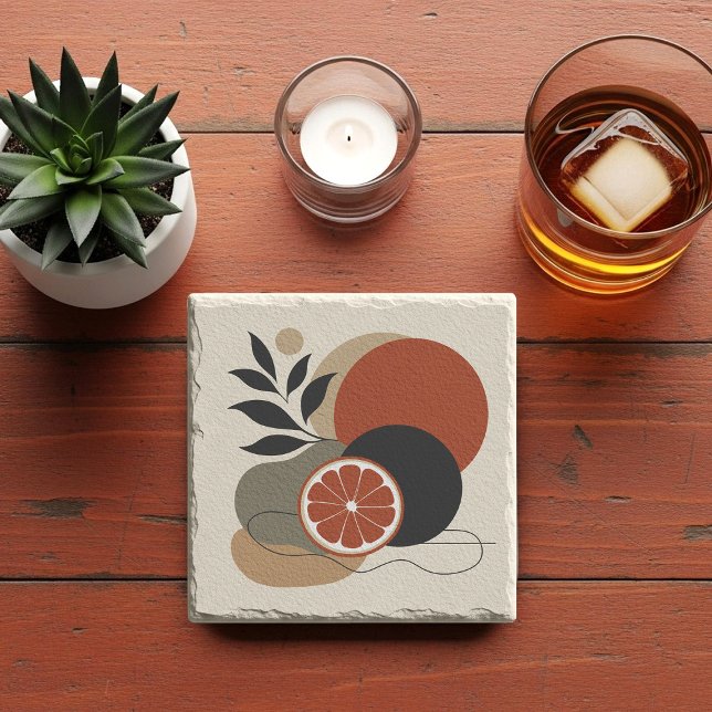 Moderne Boho-Abstrakte Kunst Orange und Terrakotta Steinuntersetzer (Von Creator hochgeladen)