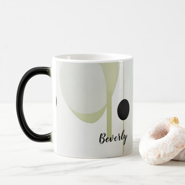 Moderne Boho-Abstrakte Salbei Verwandlungstasse (Mit Donut)