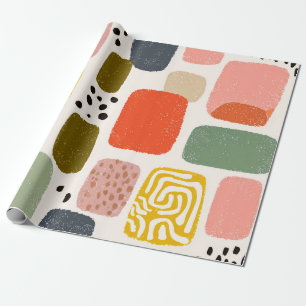 Moderne Boho-Abstrakte Wasserfarbmuster   Bunt Geschenkpapier