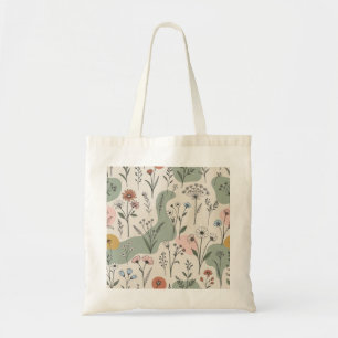Moderne Boho-Abstrakte Wildblumen-Tasche Tragetasche