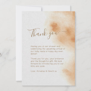 Moderne Boho Aquarell Gefärbte Krawatte Beige Baby Dankeskarte