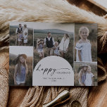 Moderne Boho Arch Multi Foto Happy Holidays Feiertagskarte<br><div class="desc">Diese moderne boho arch Multi-Foto fröhliche Urlaubskarte ist der perfekte Urlaubsgruß. Das böhmische Schwarz-Weiß-Design besticht durch eine einzigartige,  industrielle Schrift mit minimalistisch Vintagem Stil. Personalisieren Sie die Vorderseite der Karte mit 5 Fotos,  Ihrem Familiennamen und dem Jahr.</div>