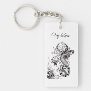 Moderne Boho Blume Fineliner - Schlüsselanhänger