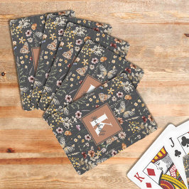 Moderne Boho-Blumen-Monogramm-Name Spielkarten