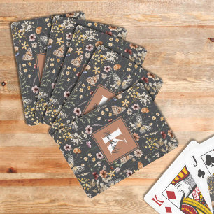 Moderne Boho-Blumen-Monogramm-Name Spielkarten