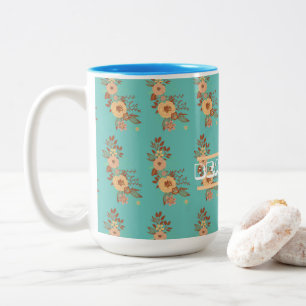 Moderne Boho Blumen  Zweifarbige Tasse