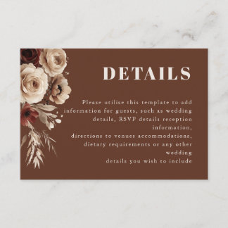 Moderne Boho Blumendetails Hochzeit Begleitkarte
