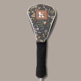 Moderne Boho-Blumenmonogramm-Name Golf Headcover