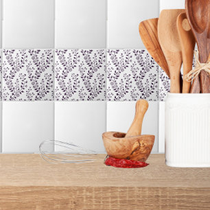 Moderne Boho-Blumenmuster Pflaume Weiß Fliese