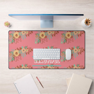 Moderne Boho-Blumenmuster Rosa Schreibtischunterlage