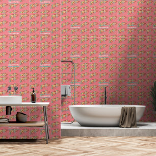 Moderne Boho-Blumenmuster Rosa  Tapete