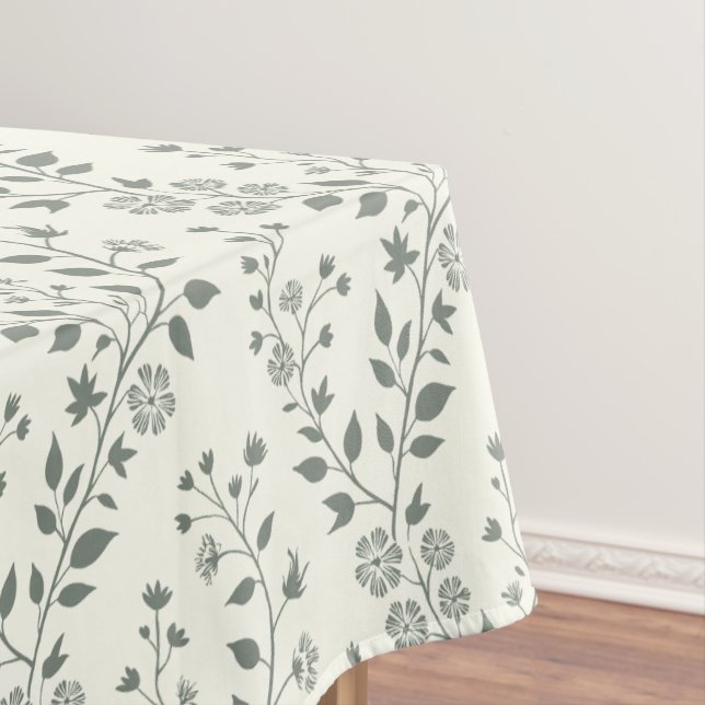 Moderne Boho-Blumenmuster Sage-Creme Tischdecke (Beispiel)