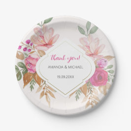 Moderne Boho-Blumenorganisation Pappteller