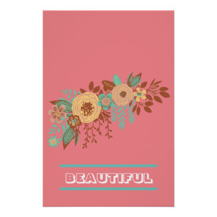  Moderne Boho Blumenrosa  Poster