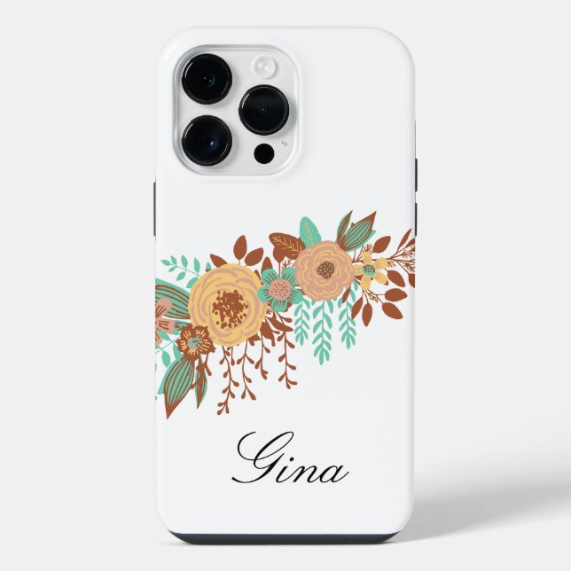 Moderne Boho Blumig iPhone 14 Pro Max Hülle (Rückseite)