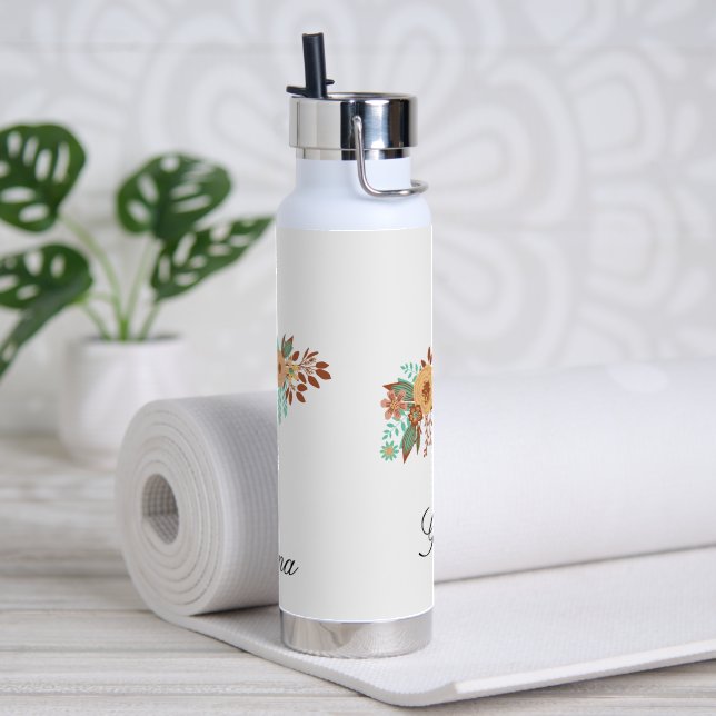  Moderne Boho Blumig  Trinkflasche (Yoga)
