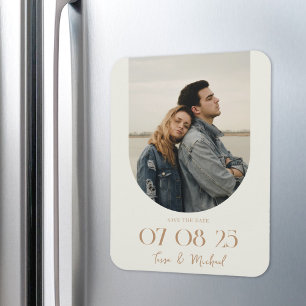 Moderne Boho-Bogen-Foto-Elfenbein-Tan Save-the-Dat Magnet