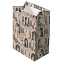 Moderne Boho-Bögen-Geschenktasche auf Rosé, Mittel