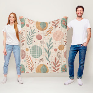 Moderne Boho-Botanik Minimalistisch & Geometrisc Fleecedecke